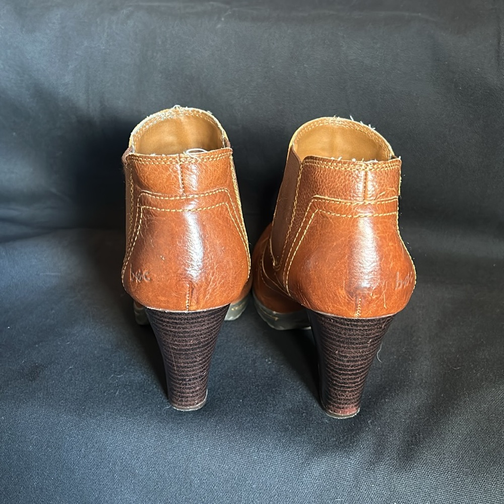 Born Of Concept Block Heeled Ankle Booties Brown Leather Chelsea Boot Size 8 - Picture 3 of 13
